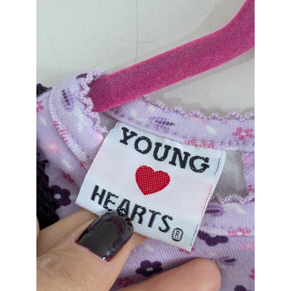 New Vintage 1990’s Young Hearts Purple Corduroy Flower Overall Set Dress (4T) - Picture 2 of 8